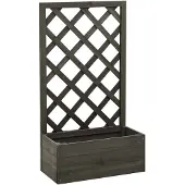 vidaXL Jardinière à treillis de jardin Gris 50x25x90 cm Bois de sapin