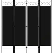 vidaXL Cloison de séparation 4 panneaux Noir 160 x 180 cm