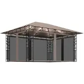 vidaXL Pavillon avec moustiquaire & guirlande lumineuse LED 4x3x2,73 m Taupe