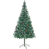 vidaXL Arbre de Noël artificiel avec pommes de pin 210 cm