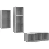 vidaXL Ensemble de 3 meubles TV en bois gris béton