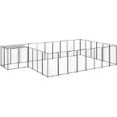 vidaXL Chenil noir 15,73 m² Acier