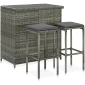 vidaXL ensemble de bar 3 pièces Ensemble de bar Poly Rattan Gris