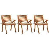 vidaXL Chaises de jardin avec coussins 3 pcs. Bois massif acacia