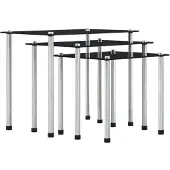vidaXL Tables gigognes 3 pcs Noir Verre trempé