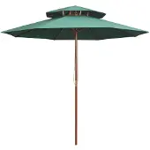 vidaXL Parasol avec ventilation 270x270 cm Mât en bois vert