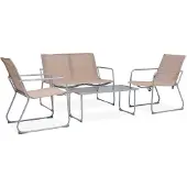 vidaXL Ensemble salon de jardin 4 pièces tissu et acier taupe