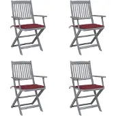 vidaXL Chaises de jardin pliantes 4 pièces avec coussin en bois massif d'acacia