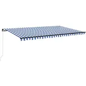 vidaXL Store manuel rétractable 500x350 cm bleu et blanc
