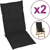vidaXL Coussins de chaise de jardin à dossier haut lot de 2 noir tissu