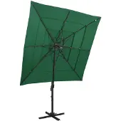 vidaXL Parasol avec mât en aluminium 4 couches vert 250x250 cm