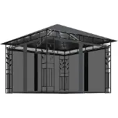 vidaXL Pavillon avec moustiquaire & guirlande lumineuse LED 3x3x2,73m Anthracite