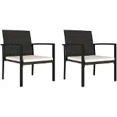 vidaXL Chaises de jardin 2 pcs. Poly rotin noir