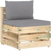 vidaXL Canapé central modulaire avec coussin vert Bois imprégné