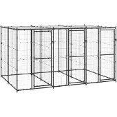 vidaXL Chenil extérieur Acier avec toit 7,26 m²