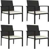 vidaXL Chaises de jardin 4 pcs. Poly rotin noir