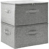 vidaXL Boîtes de rangement 2 pcs. tissu 43x34x23 cm gris