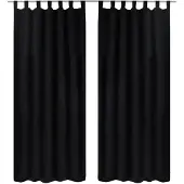 vidaXL 2 pcs Rideau à Passant Micro Satin Noir 140 x 245 cm