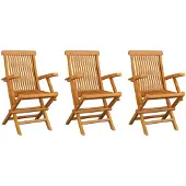 vidaXL Chaises de jardin 3 pcs. Bois massif teck