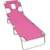 vidaXL Bain de soleil pliable avec coussin Acier Magento Rose