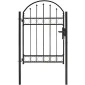 vidaXL Portail de clôture avec partie supérieure arquée en acier 104 x 125 cm Noir