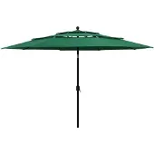 vidaXL Parasol avec mât en aluminium 3 couches vert 3,5 m