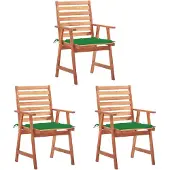 vidaXL Chaises de jardin 3 pièces avec coussins en bois massif d'acacia