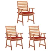 vidaXL Chaises de jardin 3 pièces avec coussins en bois massif d'acacia