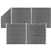 vidaXL Kit de clôture WPC 4 carrés + 1 pente 792x186 cm Gris