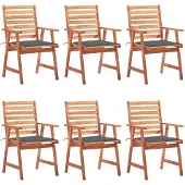 vidaXL Garten-Essstühle 6 Stk. mit Kissen Massivholz Akazie