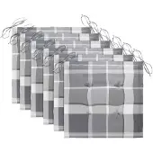 vidaXL Coussins de chaise de jardin 6 pcs carreaux gris 50x50x3 cm