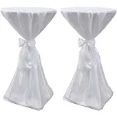 vidaXL Housse de table blanche avec ruban 70 cm 2 pièces