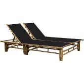 vidaXL Bain de soleil 2 personnes avec coussins en bambou