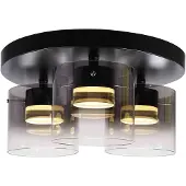 Highlight Plafonnier 3 lumières Salerno noir avec verre fumé