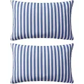 vidaXL Oreiller d'extérieur lot de 2 Impression rayure 60 x 40 cm Bleu