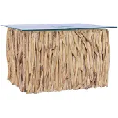 vidaXL Table basse avec plateau en verre 66x66x40 cm bois massif teck