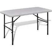 vidaXL Table de jardin pliante 122 cm HDPE blanc
