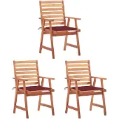 vidaXL Chaises de jardin 3 pièces avec coussins en bois massif d'acacia