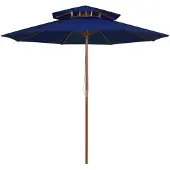 vidaXL Parasol avec double toit et mât en bois bleu 270 cm