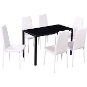 vidaXL Ensemble de salle à manger 7 pièces noir et blanc