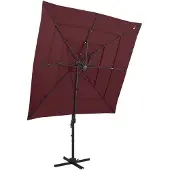 vidaXL Parasol avec mât en aluminium 4 couches rouge bordeaux 250x250 cm