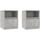 vidaXL Tables de chevet 2 pcs gris béton 40x40x50 cm bois d'ingénierie