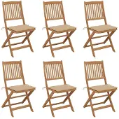 vidaXL Chaises de jardin pliantes 6 pièces avec coussins en bois massif d'acacia