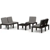 vidaXL Ensemble salon de jardin 4 pièces avec coussins plastique gris