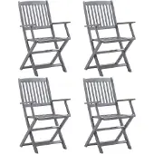 vidaXL Chaises de jardin pliantes 4 pcs. Bois massif acacia