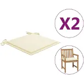 vidaXL Coussins de chaise de jardin lot de 2 crème 50x50x3 cm