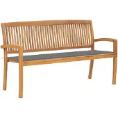 vidaXL Banc de jardin empilable avec support 159 cm bois massif teck