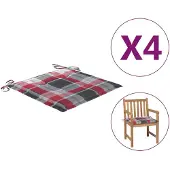 vidaXL Coussins de chaise de jardin lot de 4 carreaux rouges 50x50x3cm