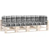 vidaXL Coussins de palette 5 pcs motif à carreaux gris tissu
