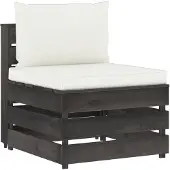 vidaXL Canapé central modulaire avec coussins Gris Bois imprégné